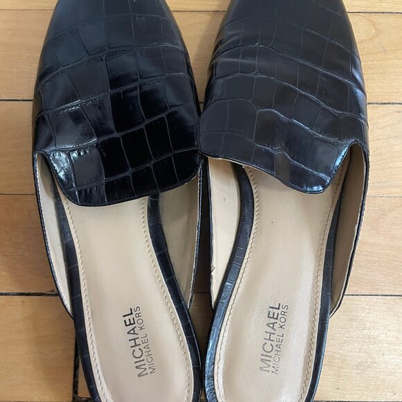 Black Snakeskin Pattern Leather Mules - Picture 4 of 6